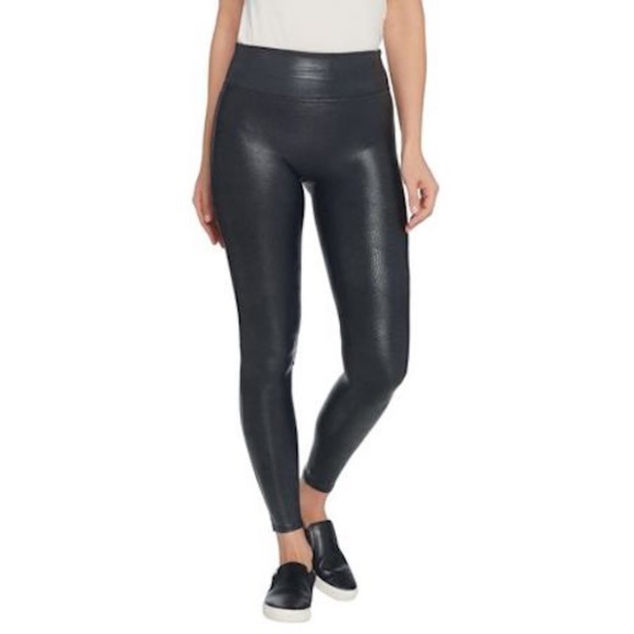 SPANX Pants - Spanx Faux Leather Pebble Grey Leggings Shaping 3X